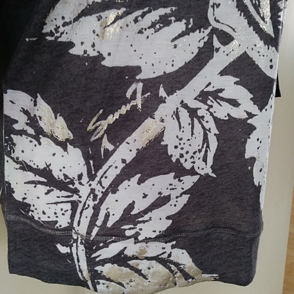 Seven 7 Heathered Glitter Open Sleeve Top S Gray - Picture 10 of 13